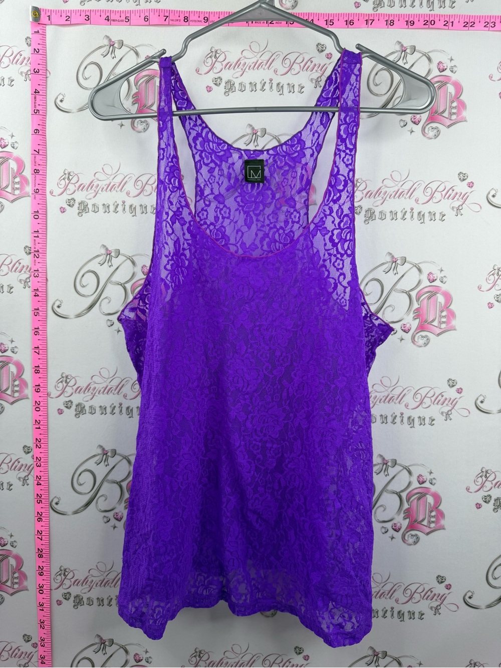 Material Girl tank top neon Lacie floral Purple Lace Racerback Tank
